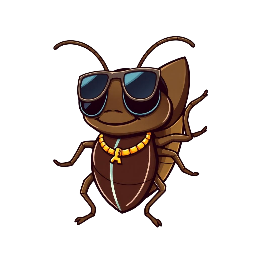 $ROACH cockroach mascot wearing sunglasses and a gold chain